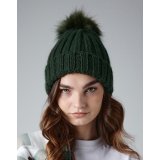 Verbier Fur Pop Pom Chunky Beanie ( B413 )