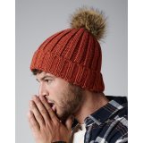 Fur Pop Pom Chunky Beanie žieminė kepurė ( B412 )