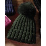 Verbier Fur Pop Pom Chunky Beanie ( B413 )