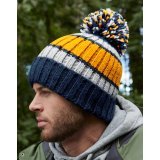 Hygge Striped Beanie kempurė su bumbulu ( B392 )